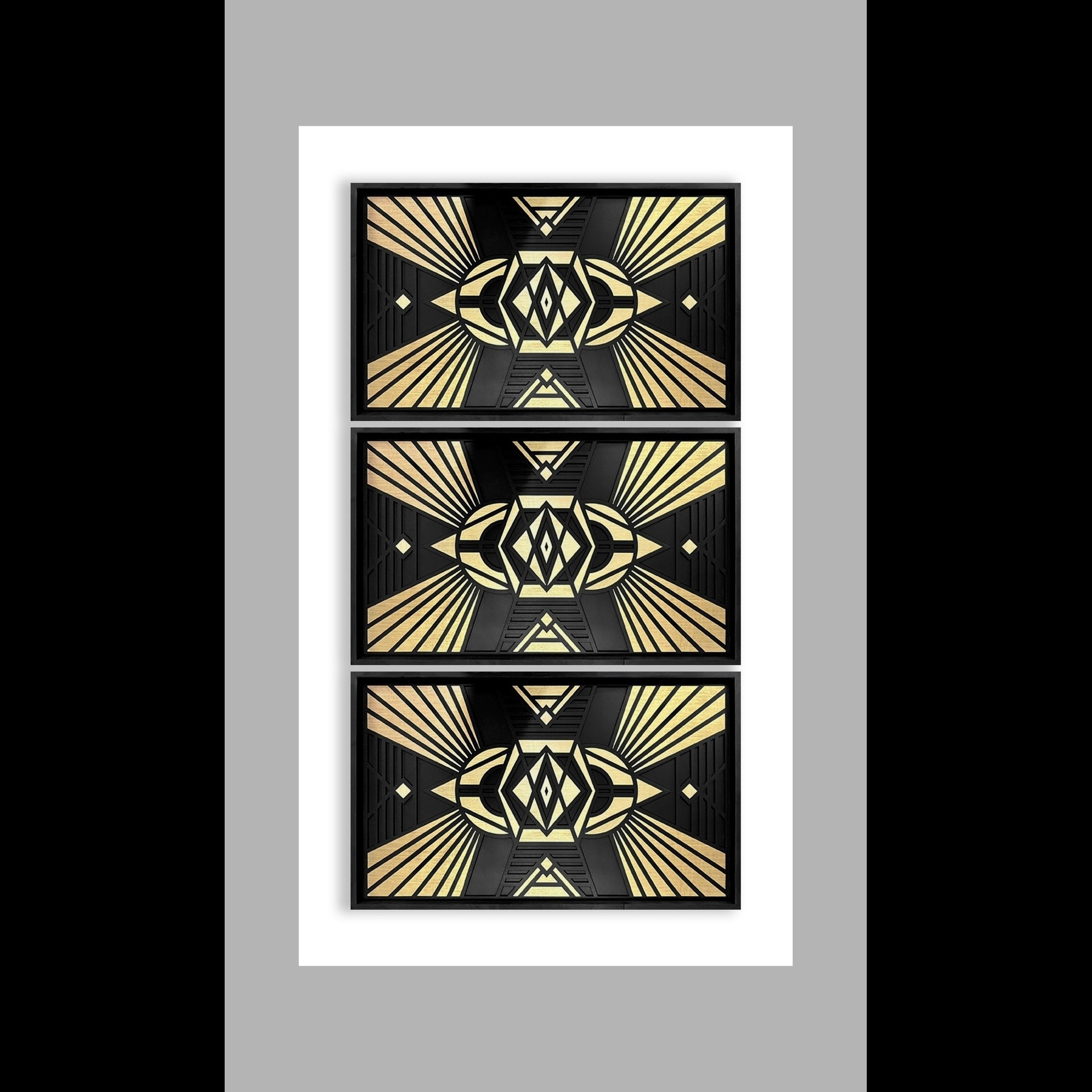 A black and tan design on a frame.