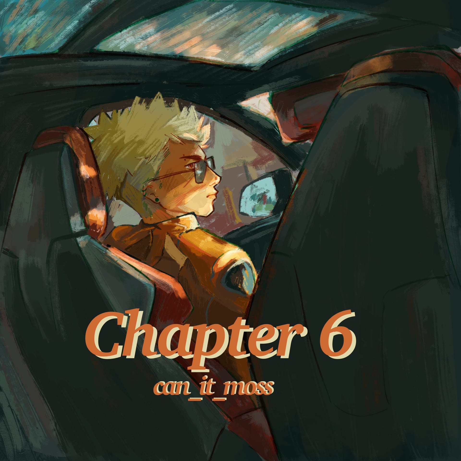 A man in a car with text reading "Chapter 6 can_it_moss".