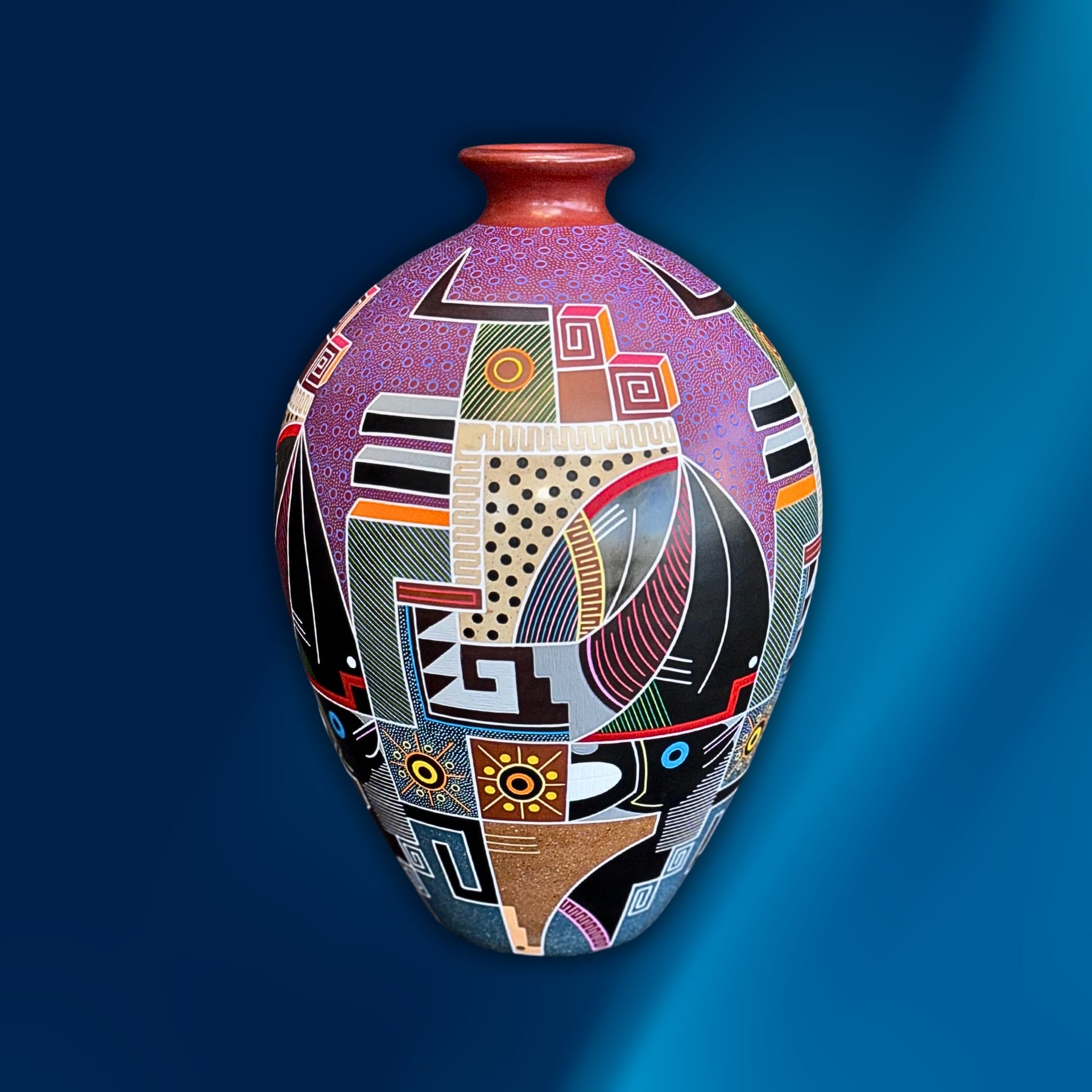 A colorful vase.