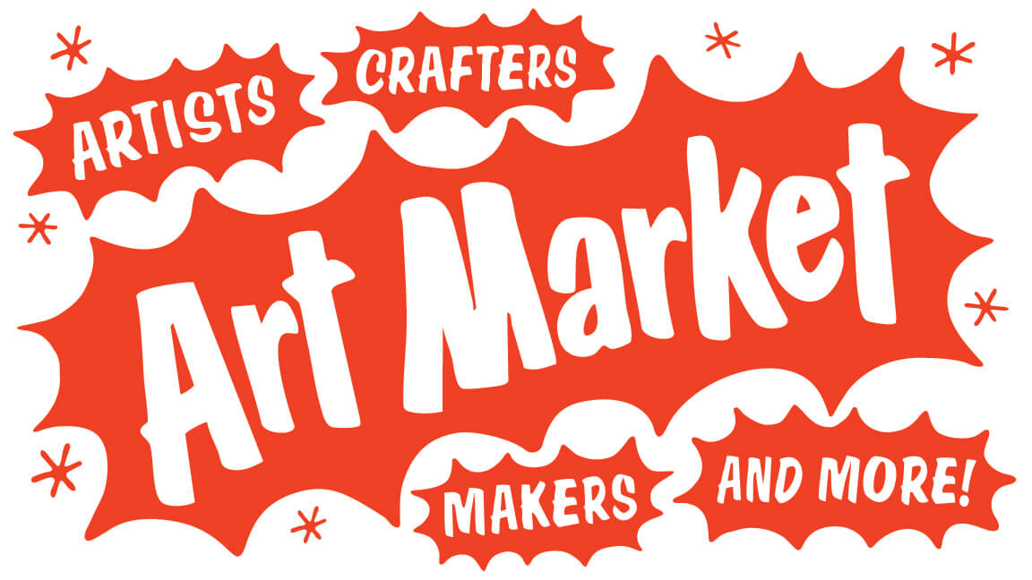 A red and white graphic for Art Market