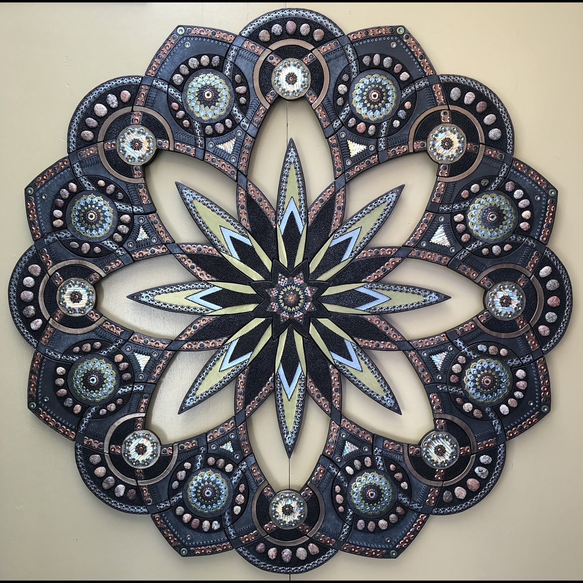 A spiral designed ceramic plate.