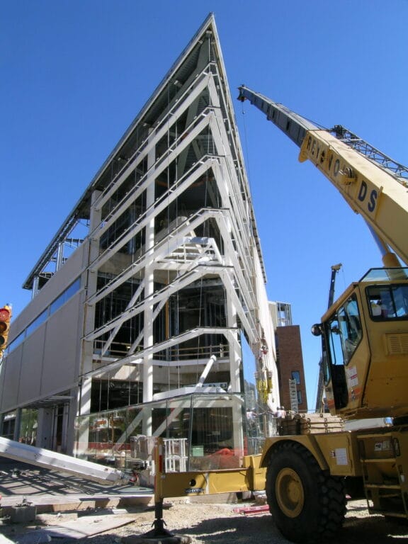 The exterior of MMoCA's Icon under construction.