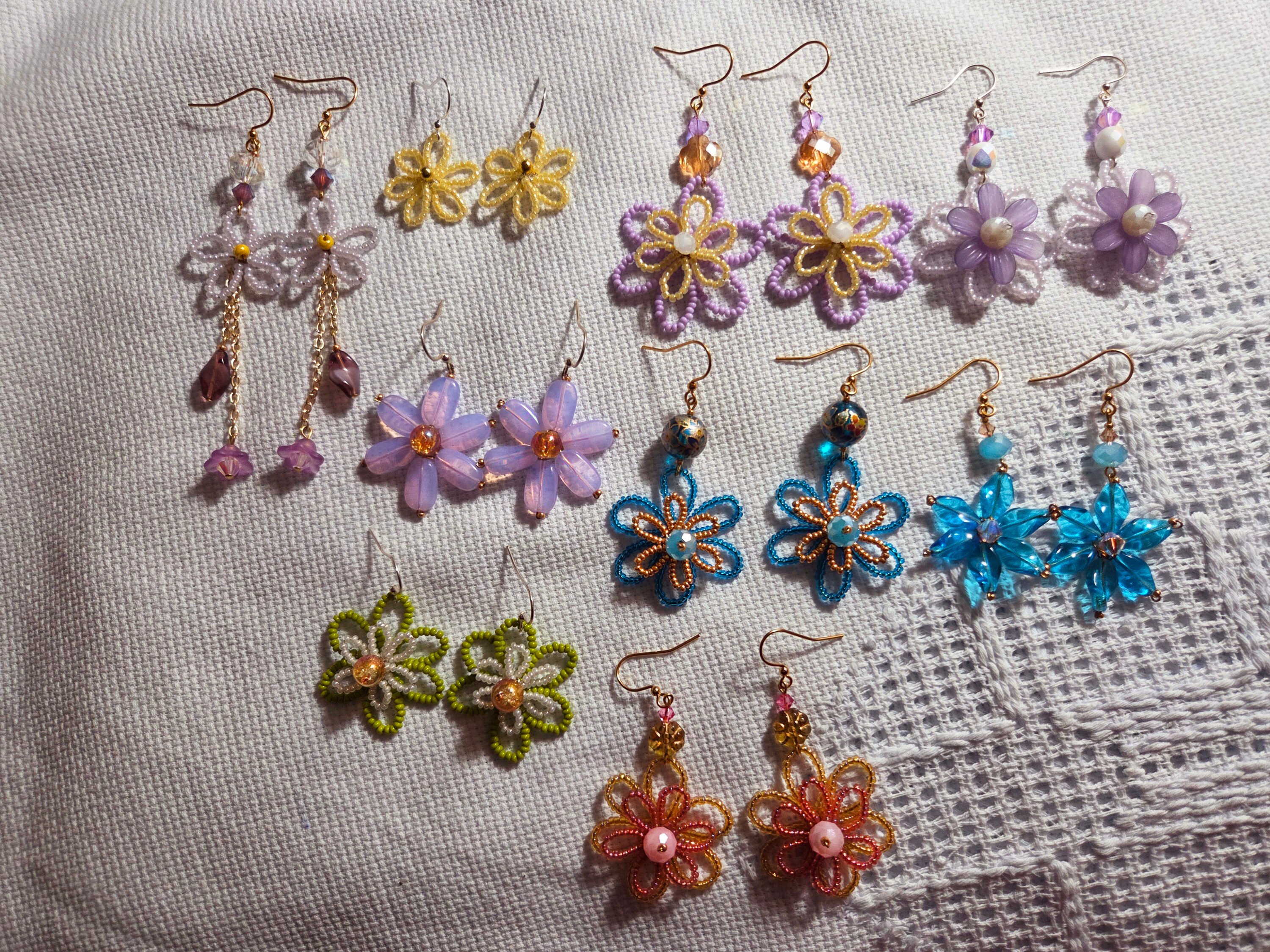 beaded floral earrings