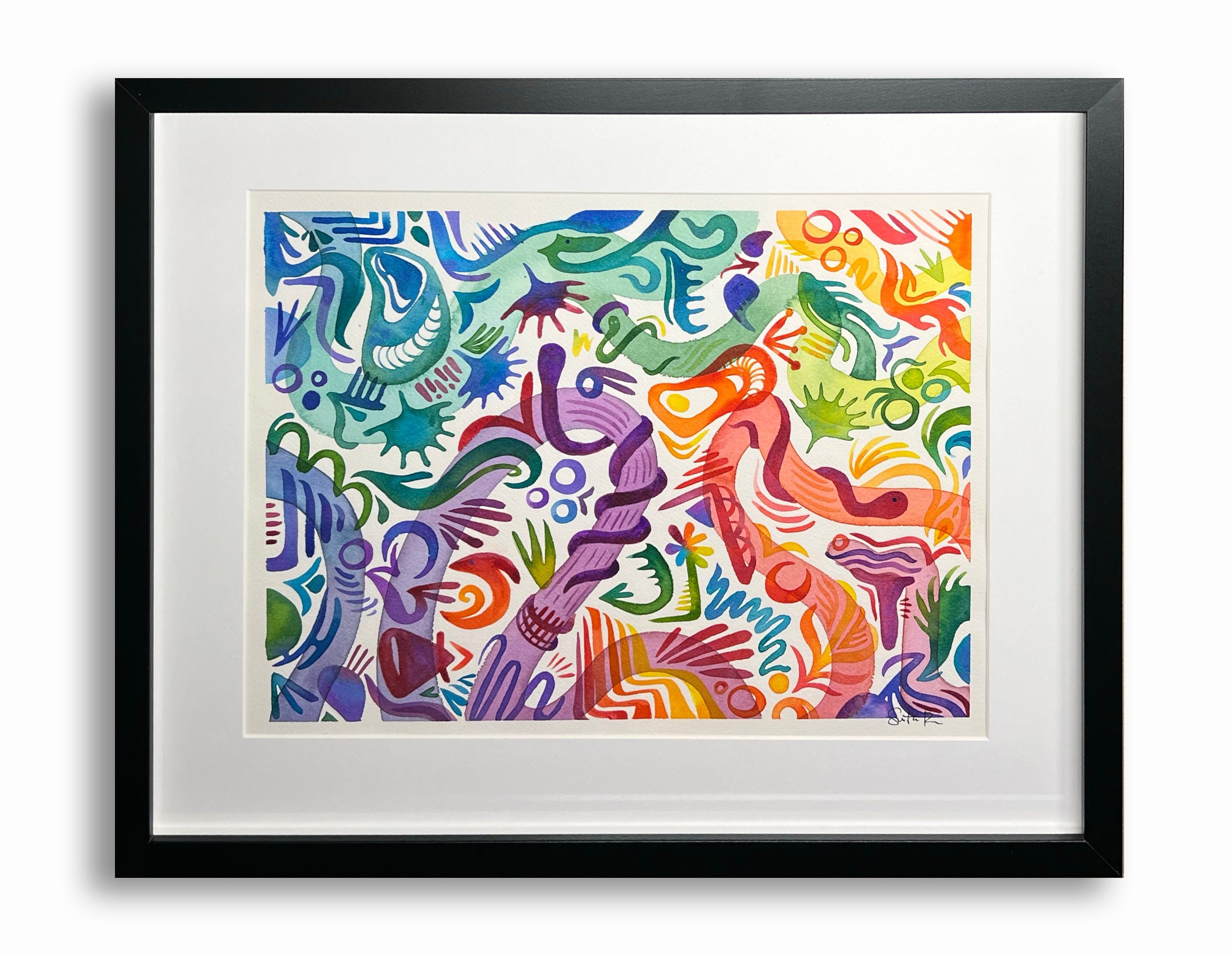 A colorful abstract painting.
