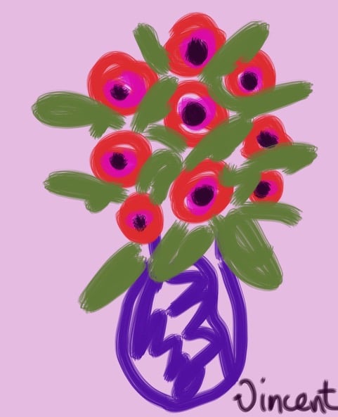 a digital painting of flowers