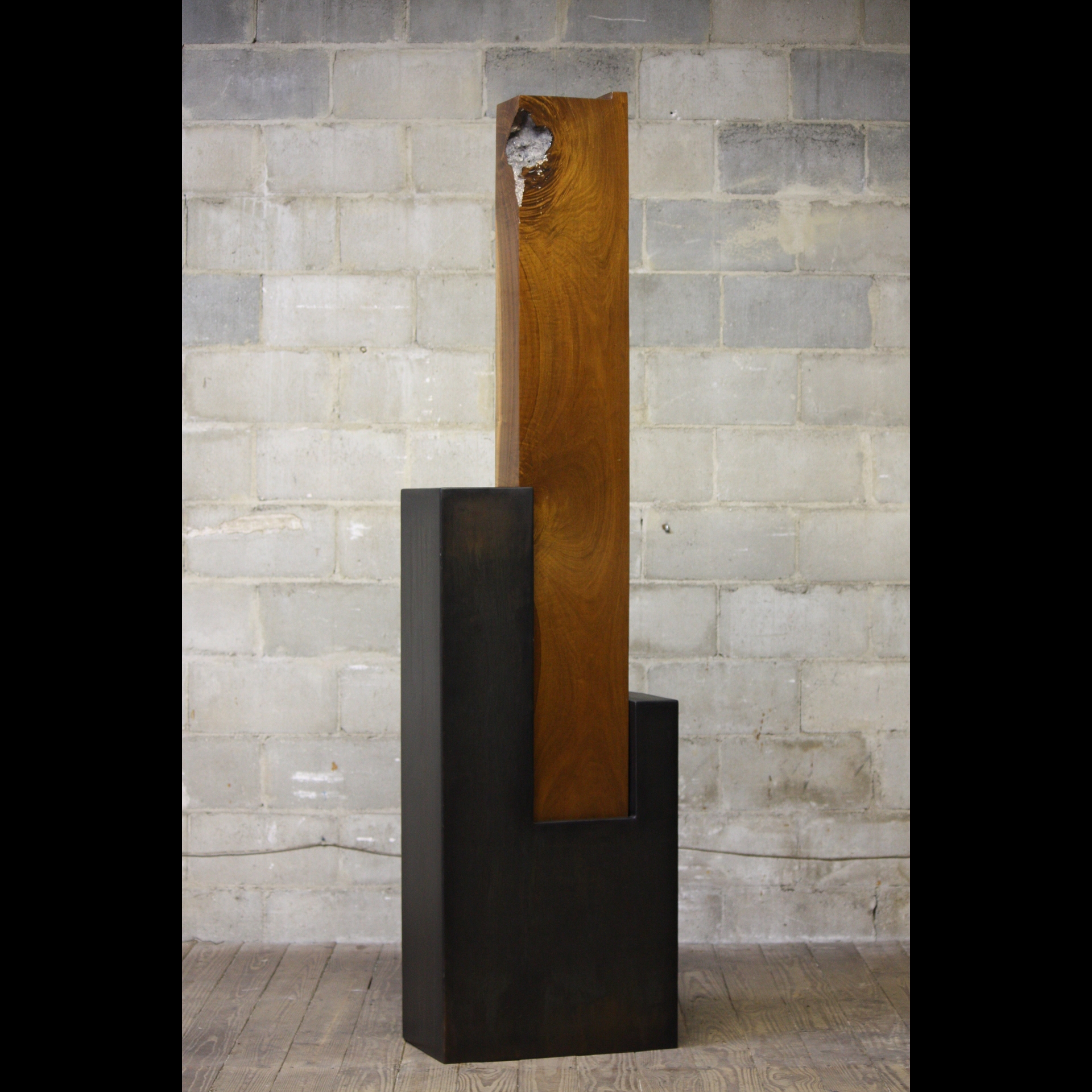 An abstract gold statue.