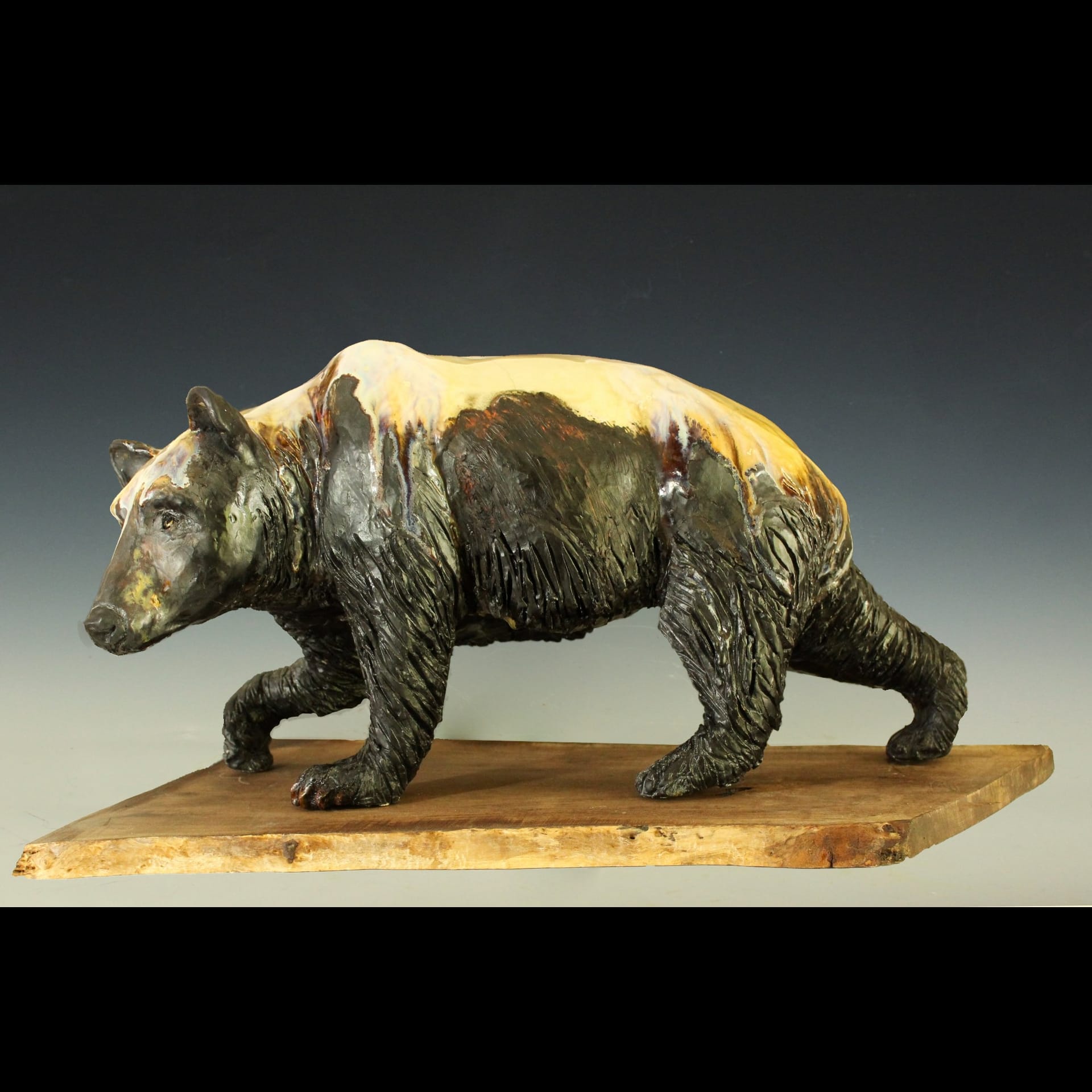 A ceramic bear statue.