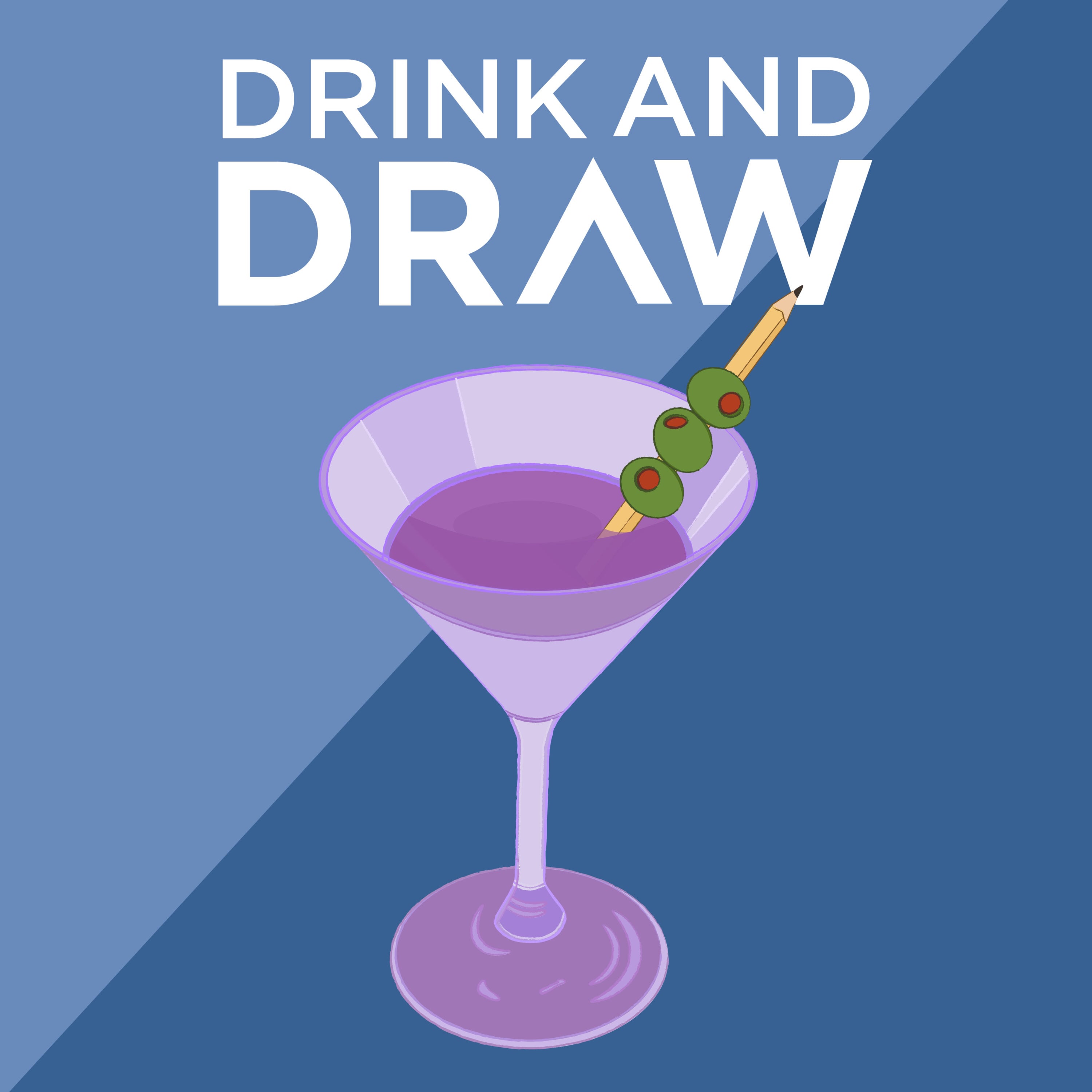 Drink and Draw written above a drawing of a cocktail.