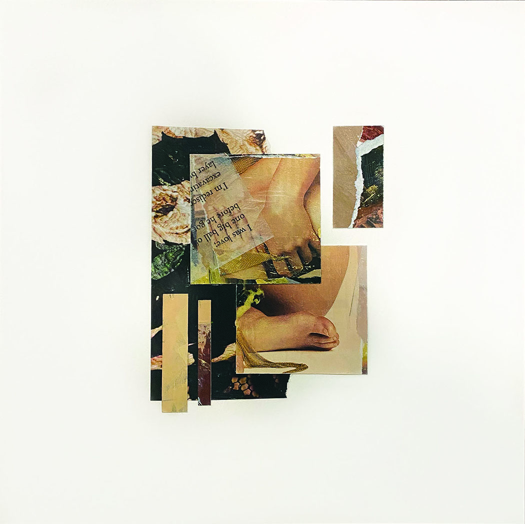 Collage with body parts.