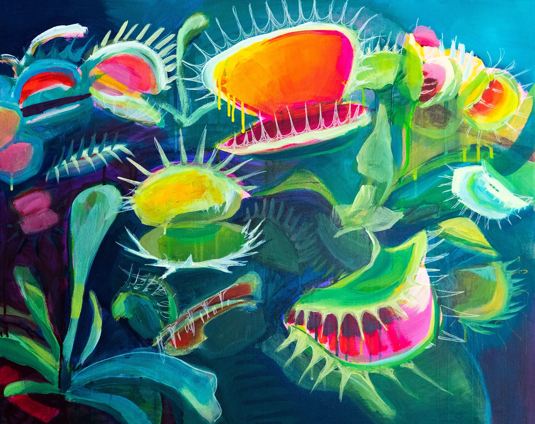 A painting of Venus fly traps.