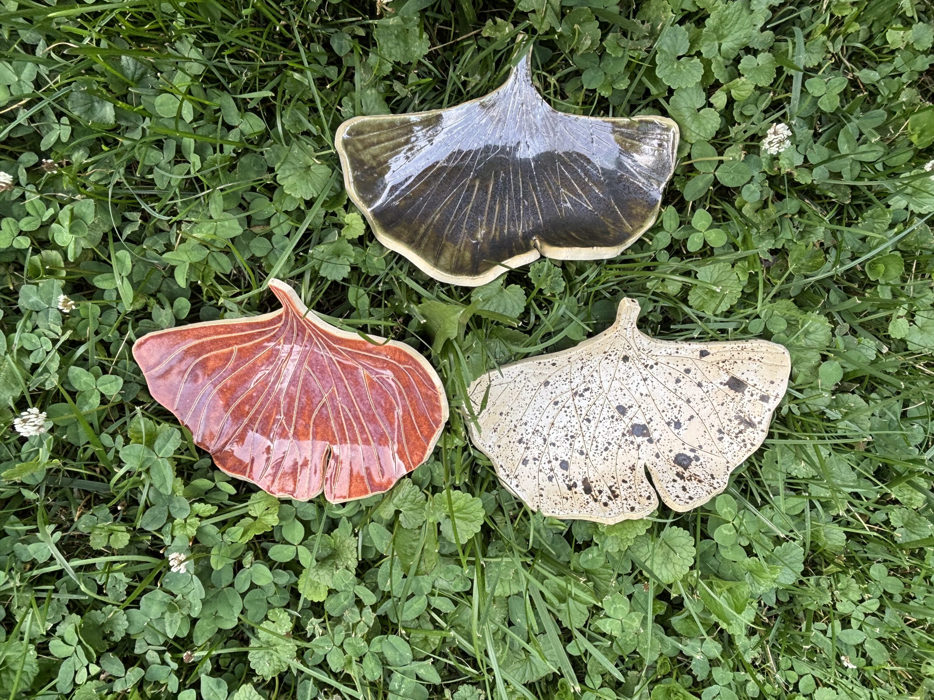 Ceramic leaf shaped dishes.