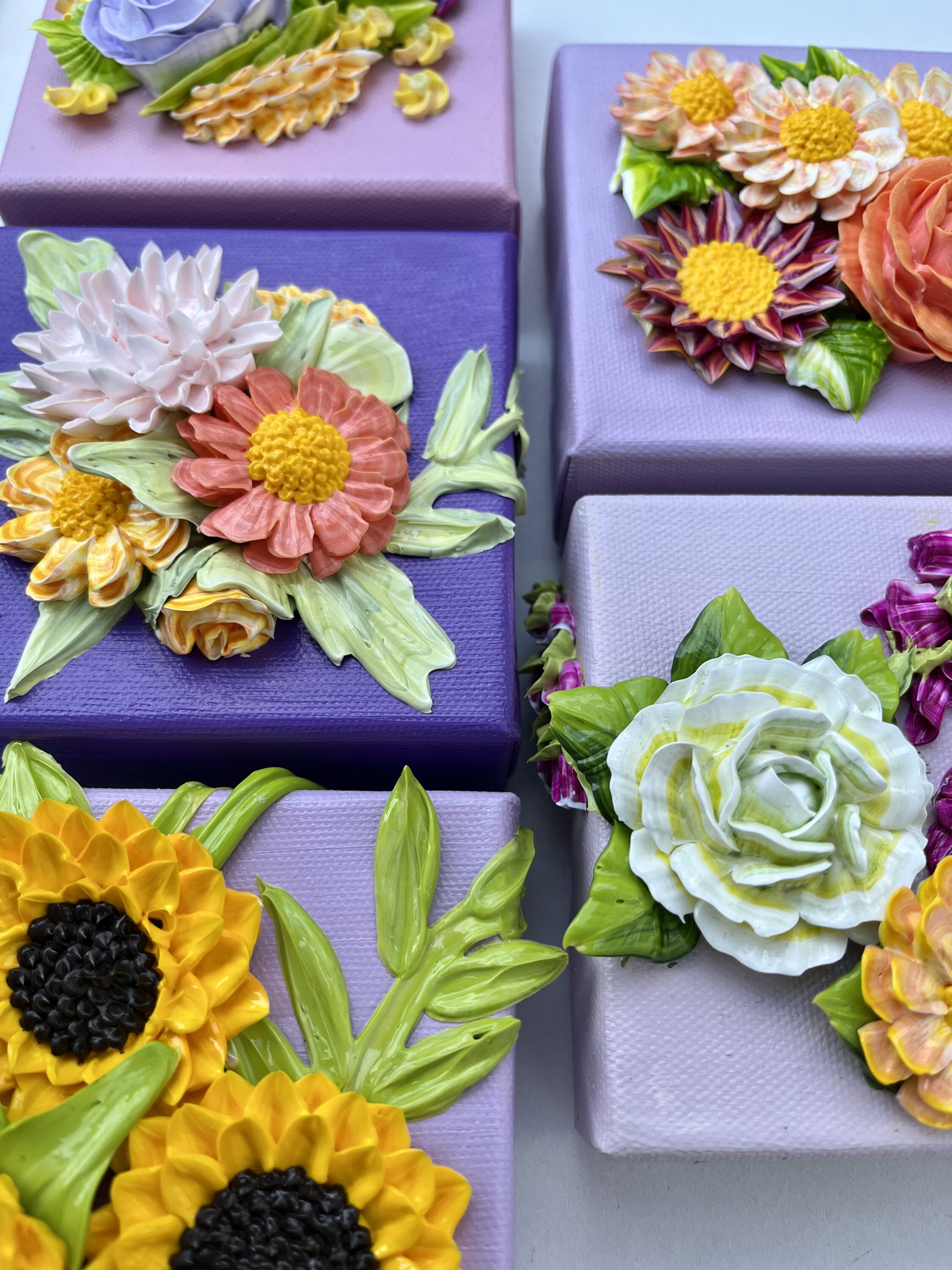 3D painted flowers.