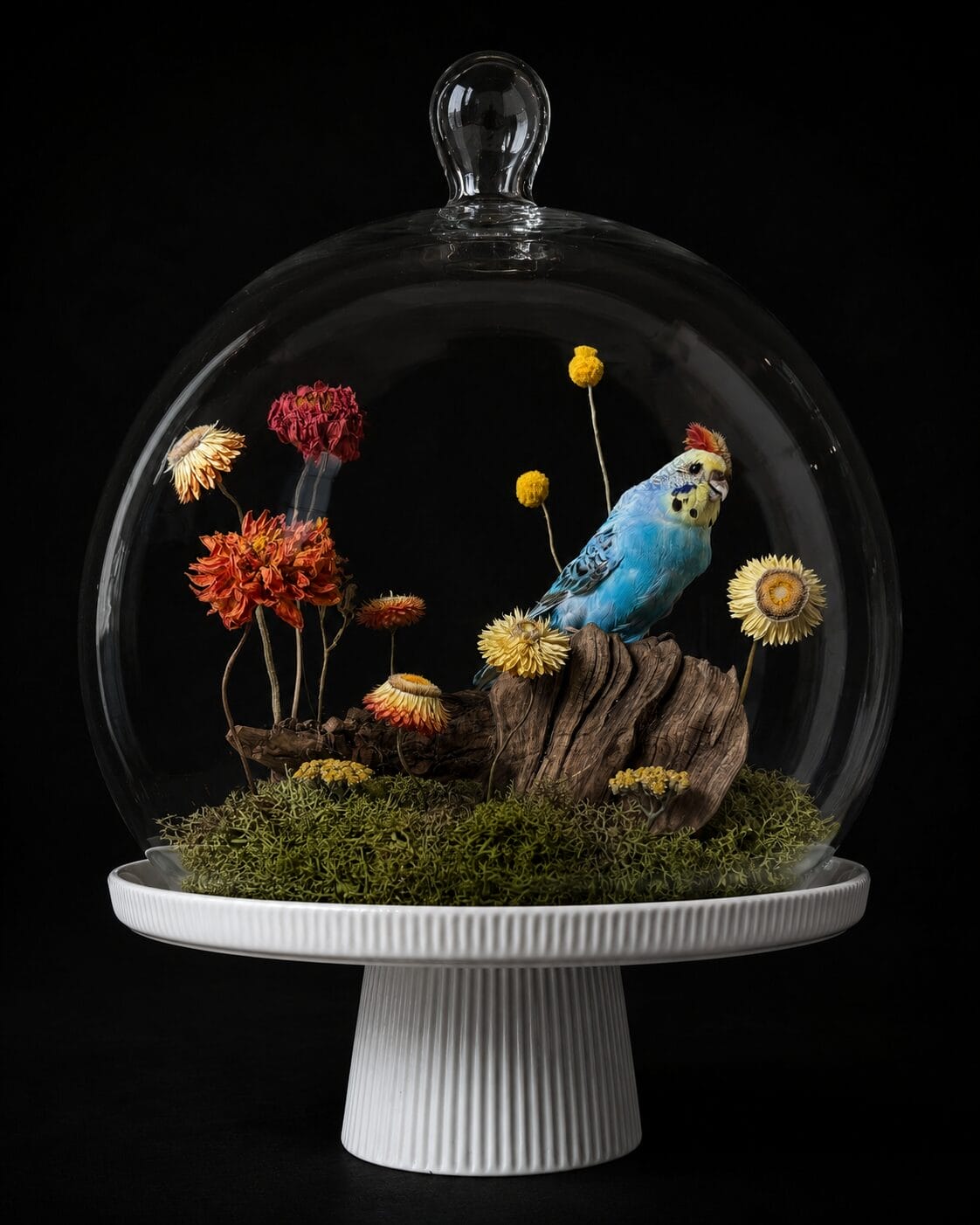 A diorama of many flowers.